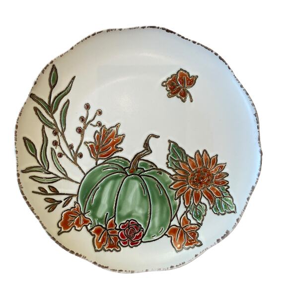 ELI & ANA Thanksgiving Pumpkin Salad Plates 8.25" Ceramic Fall Harvest Set of 4 - Picture 5 of 11